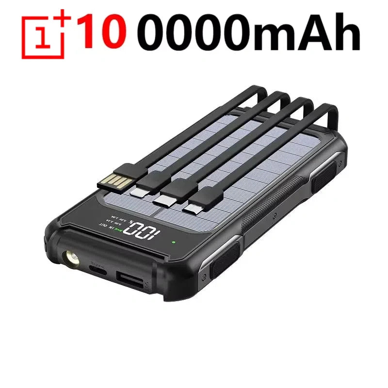 OnePlus 4-in-1 Solar Power Bank Built-in-cable 200000mAh High Capacity Charger Fast Charging Intelligent Digital Display Battery
