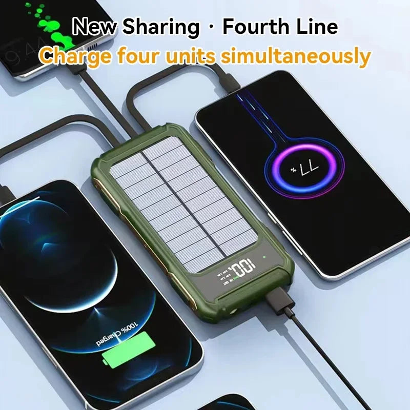 OnePlus 4-in-1 Solar Power Bank Built-in-cable 200000mAh High Capacity Charger Fast Charging Intelligent Digital Display Battery