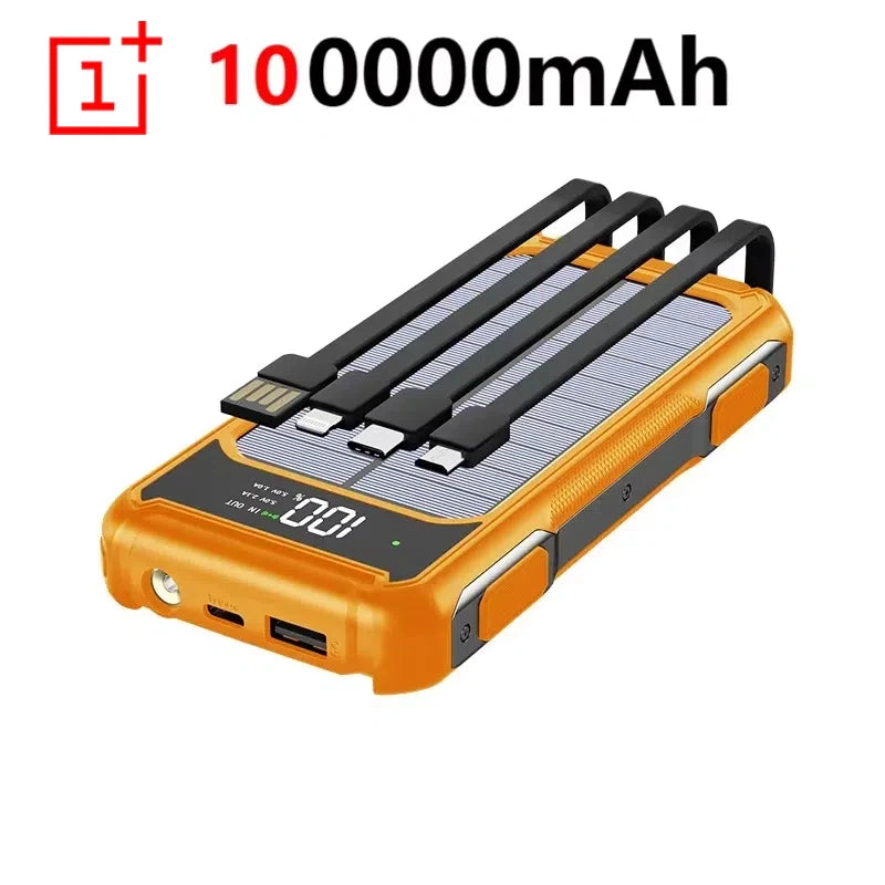 OnePlus 4-in-1 Solar Power Bank Built-in-cable 200000mAh High Capacity Charger Fast Charging Intelligent Digital Display Battery