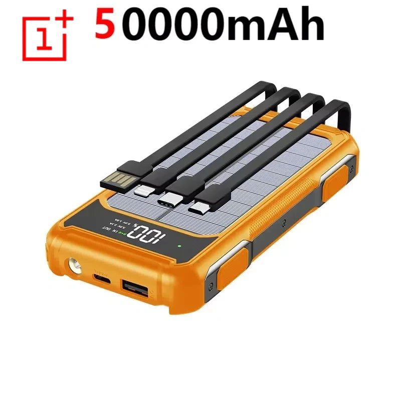 OnePlus 4-in-1 Solar Power Bank Built-in-cable 200000mAh High Capacity Charger Fast Charging Intelligent Digital Display Battery