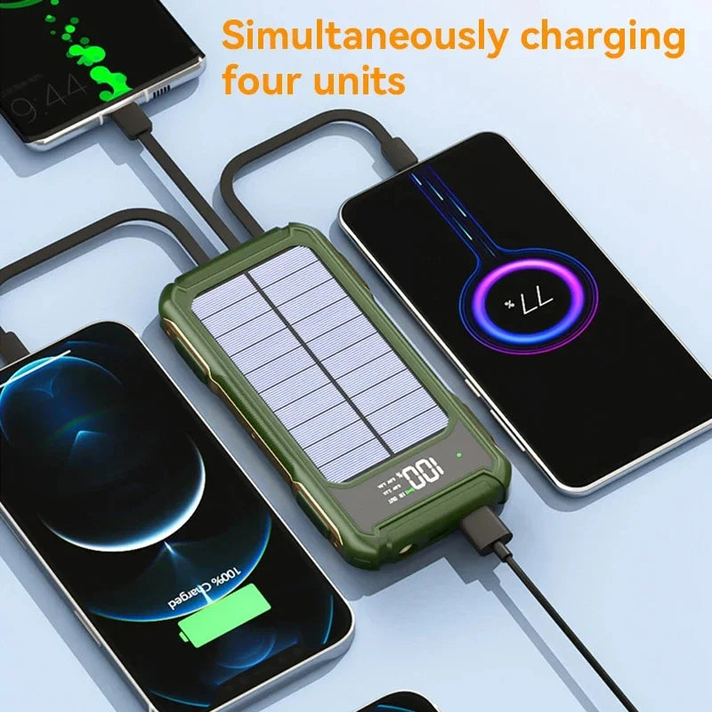 OnePlus 4-in-1 Solar Power Bank Built-in-cable 200000mAh High Capacity Charger Fast Charging Intelligent Digital Display Battery
